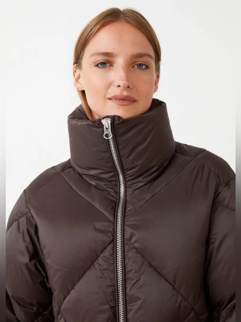 & Other Stories Dark Brown Quilted Puffer Jacket - Picture 3 of 10